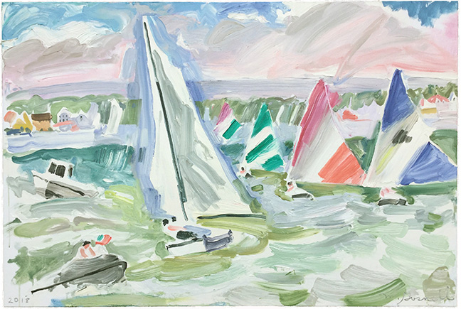 Sailing Lesson, Windy, oil on canvas, 36 x 54 in.